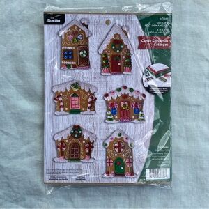 NWT Bucilla 89738E Candy Christmas Cottages set of 6 felt ornaments craft kit